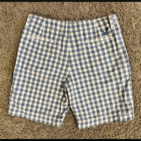 5/$25 American Eagle blue and white gingham plaid shorts - Picture 3 of 6